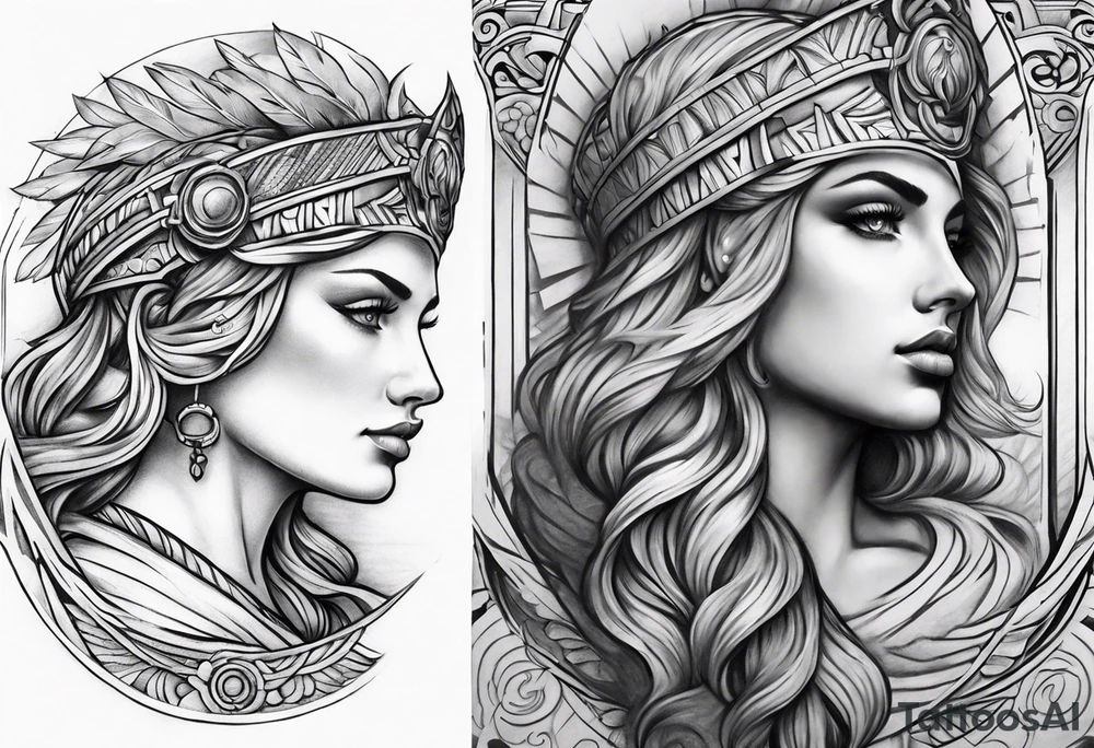 upper arm 
roman inspired half sleeve tattoo idea