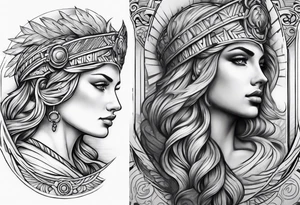upper arm 
roman inspired half sleeve tattoo idea