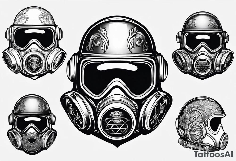 Scuba dive helmet tattoo idea