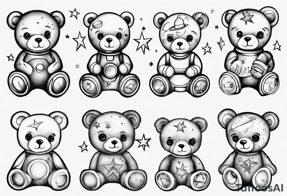 Teddy bear outer space tattoo idea