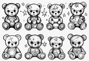 Teddy bear outer space tattoo idea