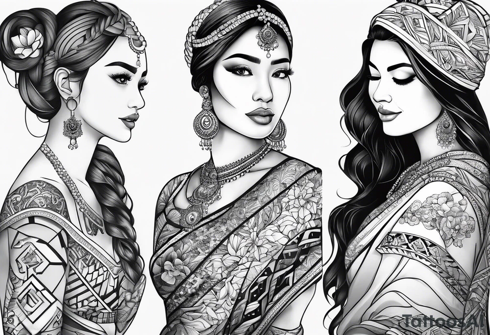 three person side by side. Daughter on the left, mother in the middle, grandmother on the right. greater age difference tattoo idea