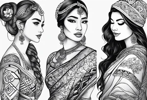 three person side by side. Daughter on the left, mother in the middle, grandmother on the right. greater age difference tattoo idea