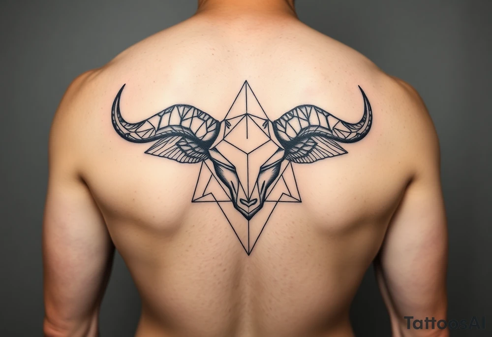 Subliminal geometric aries and taurus combine tattoo idea
