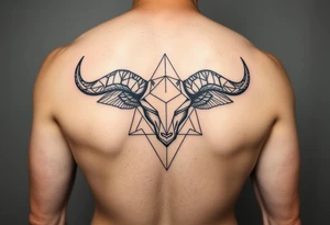 Subliminal geometric aries and taurus combine tattoo idea