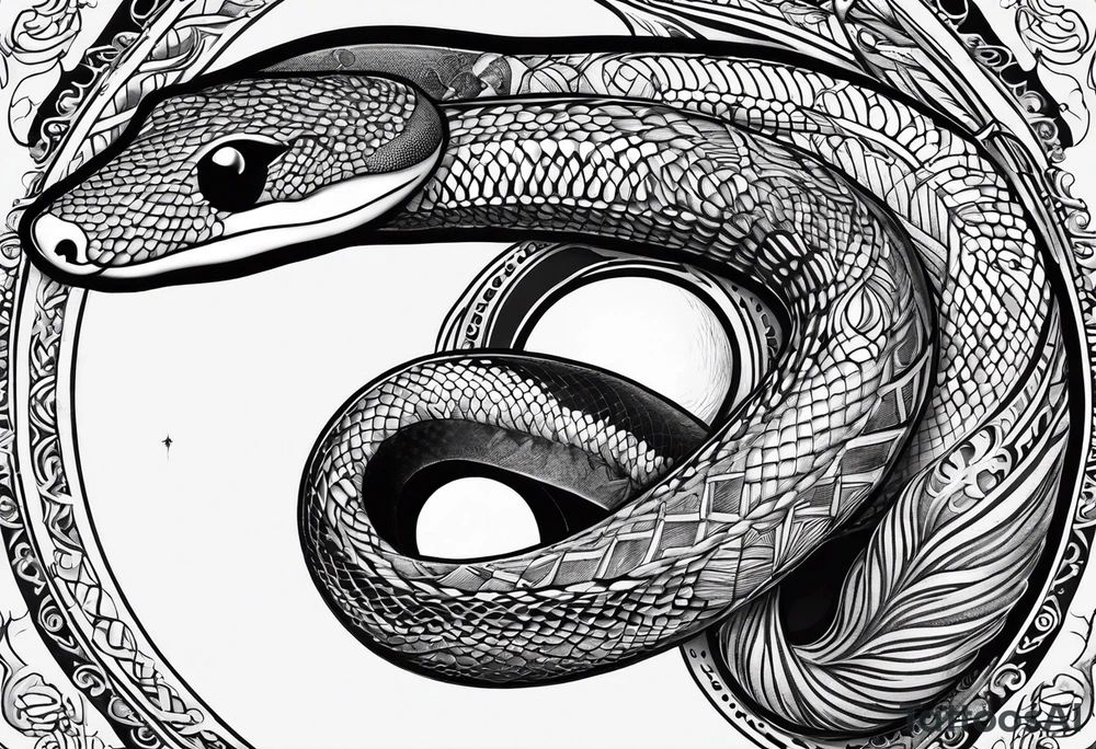 Fine line snake with moon phases tattoo idea