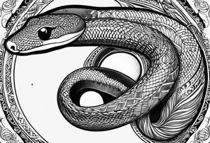 Fine line snake with moon phases tattoo idea