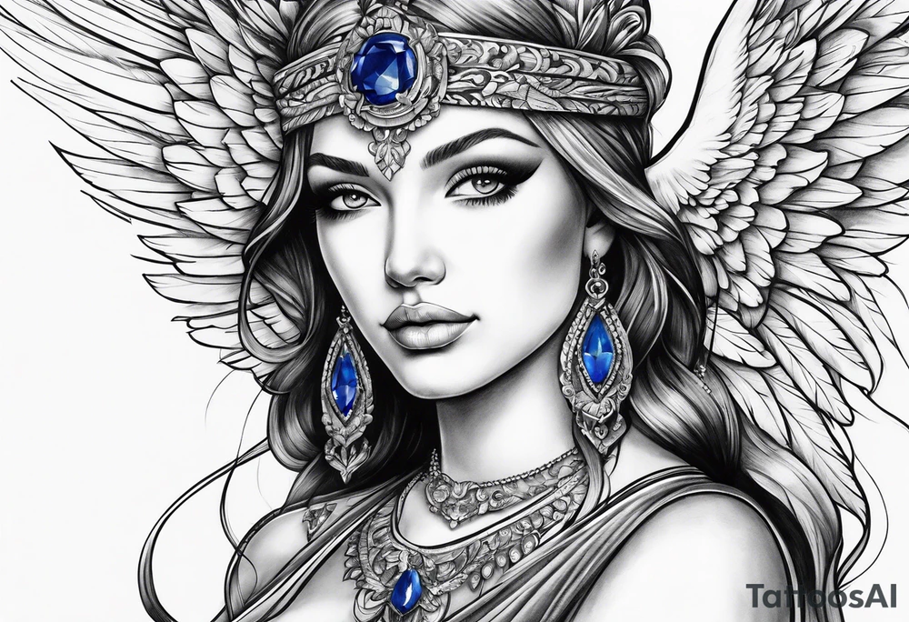 Sapphire angel tattoo idea