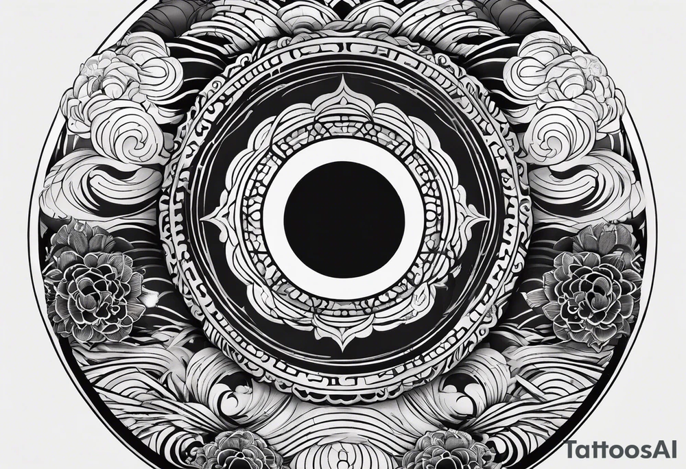 concentric black circles in japanese irezumi style tattoo idea