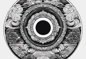 concentric black circles in japanese irezumi style tattoo idea