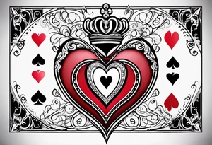 minimal design - queen of hearts card - not so much ink - friendly - room for words tattoo idea