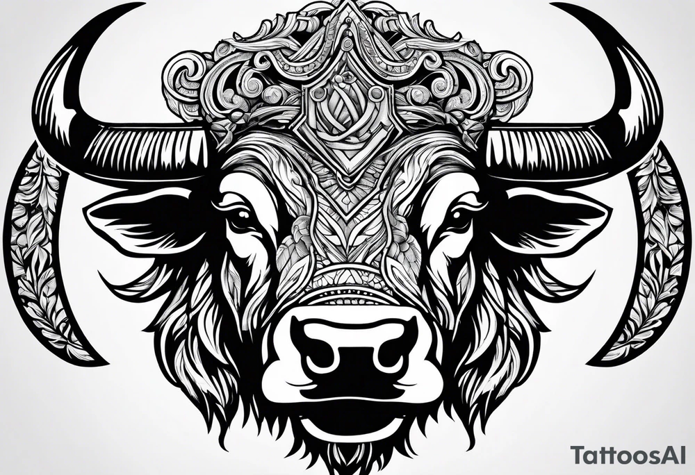 Bison head outline tattoo idea