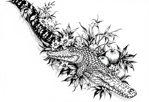 alligator with orange groves tattoo idea