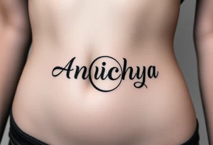 Create a tattoo that writes the Hindi word "Anichya" with A circle or spiral, which represents the cyclical nature of life and death tattoo idea