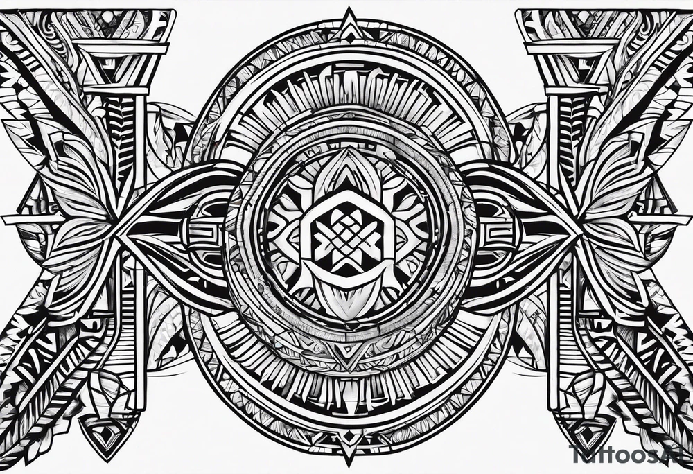 samoan pattern horizontal tattoo idea