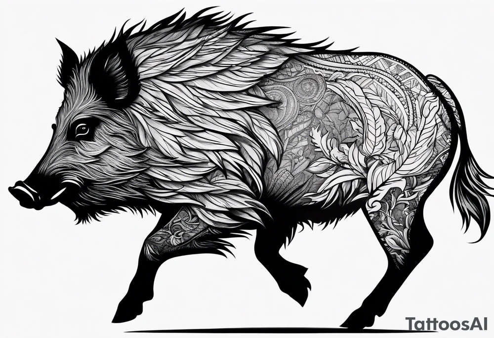 wild boar tattoo idea