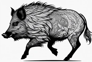 wild boar tattoo idea