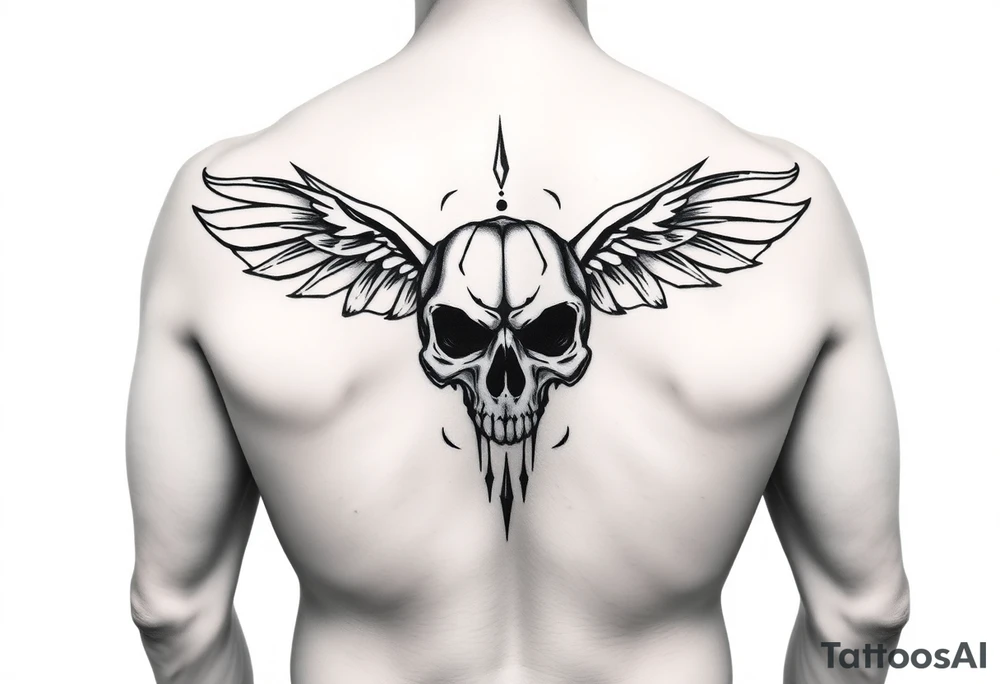 A tribal be with a skull for lower abdomen on a man tattoo idea