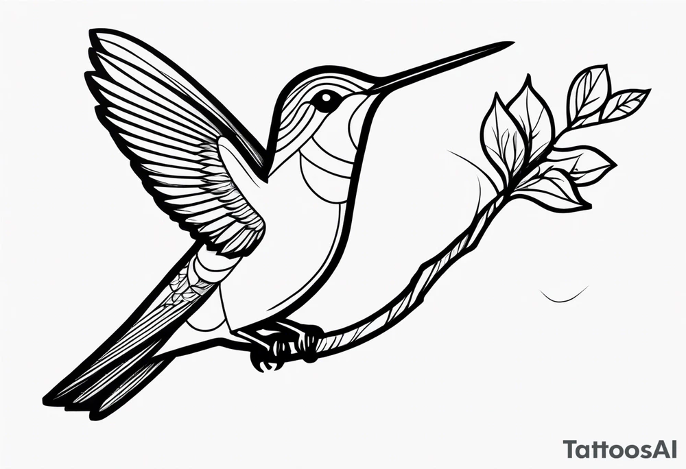 hummingbird holding a stick tattoo idea