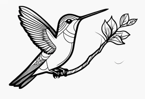 hummingbird holding a stick tattoo idea