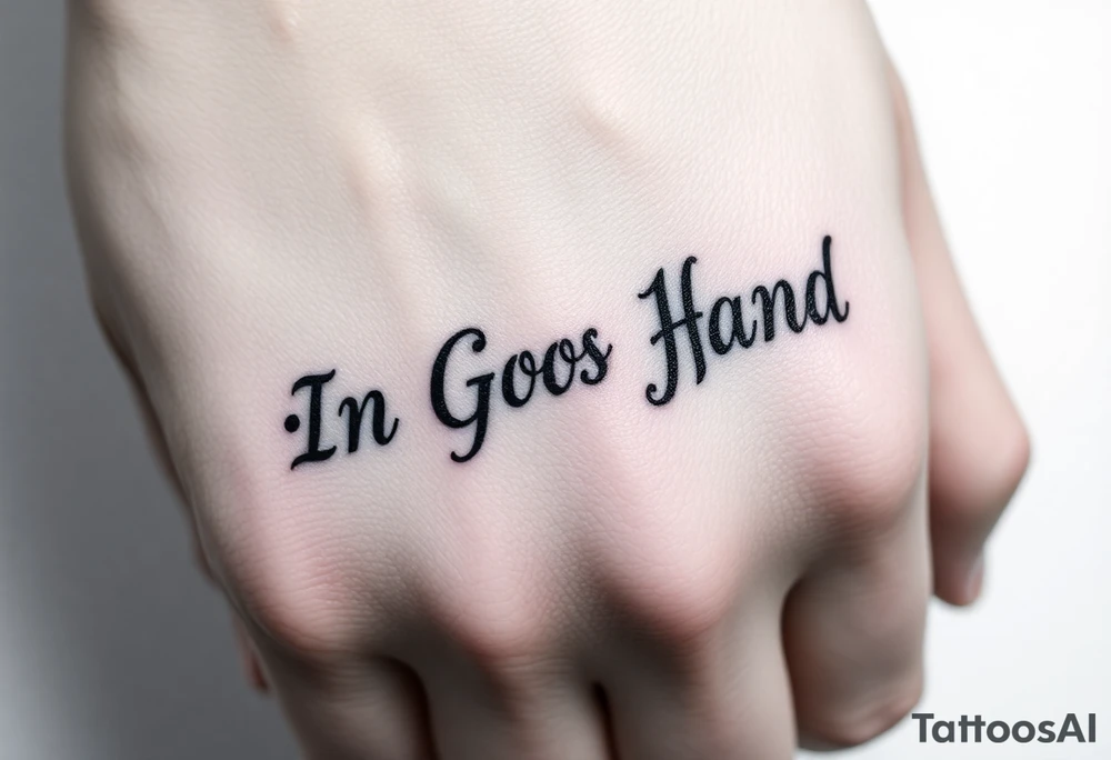 In God's Hand, With the words looking like they are coming at you with bold background tattoo idea
