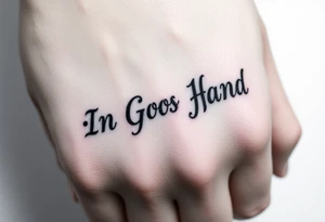 In God's Hand, With the words looking like they are coming at you with bold background tattoo idea