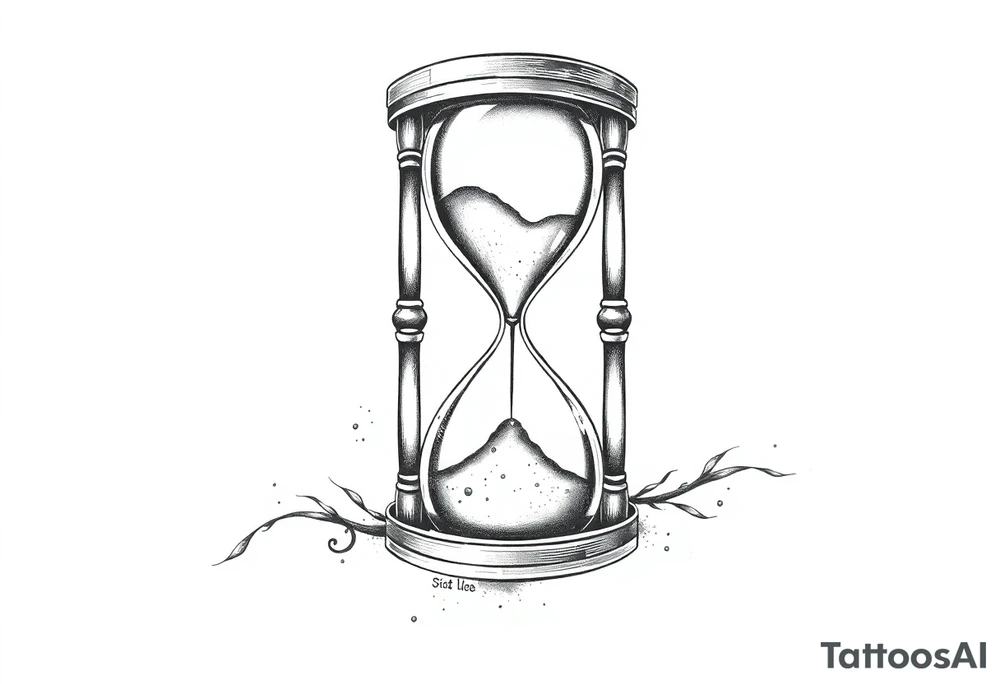antique hourglass with day and night in the background tattoo idea