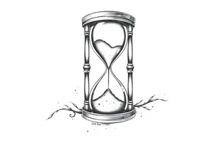 antique hourglass with day and night in the background tattoo idea