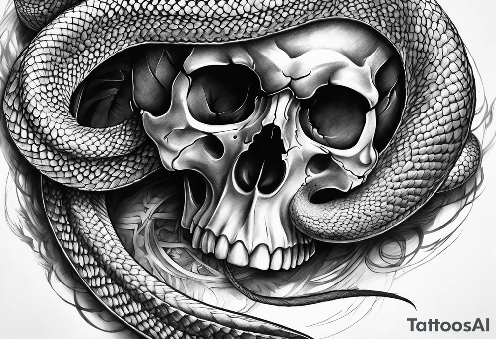 Viper Going Through Skull tattoo idea