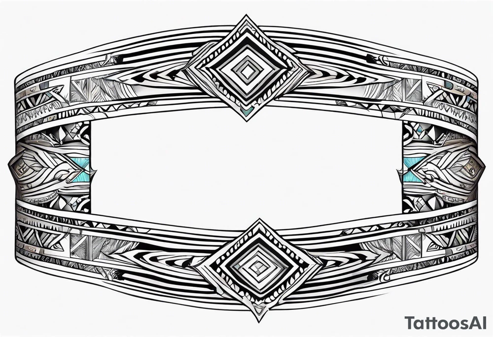 Wrap around arm band with native American style and Aquarius theme tattoo idea