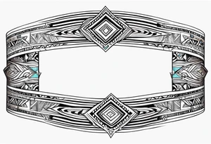 Wrap around arm band with native American style and Aquarius theme tattoo idea