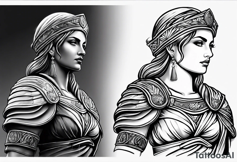 roman soldier lady tattoo idea