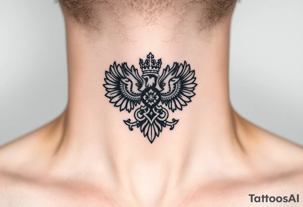 russian christian orthodox military neck design front facing tattoo idea