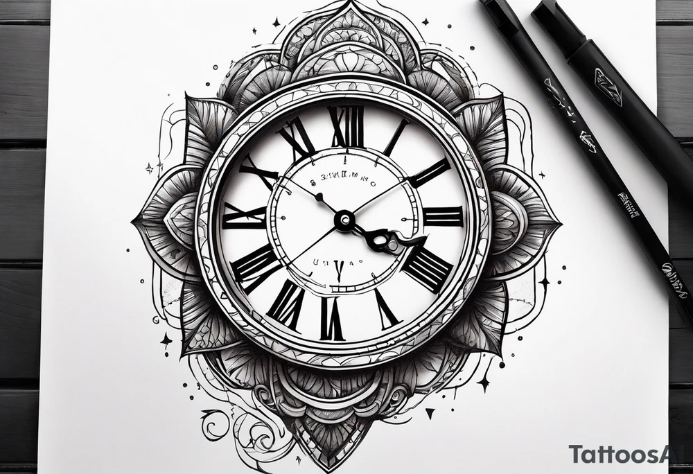 time element in sunset for man simple design tattoo idea