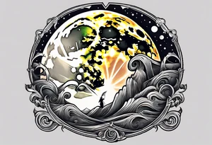 a full moon with a lasso around it tattoo idea