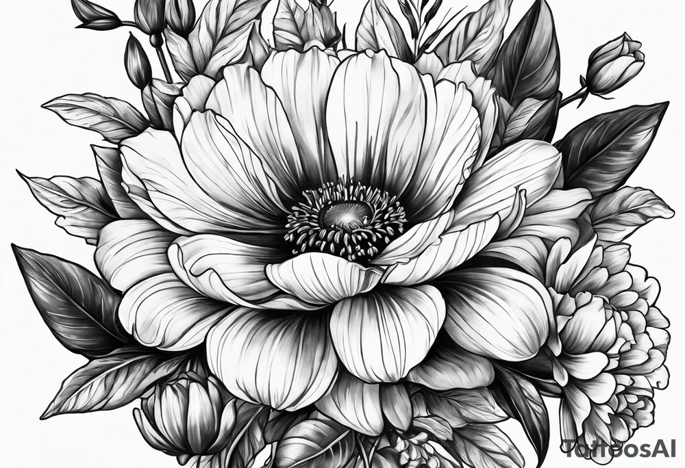 September birth flower with roman numerals IX-VI-LVII tattoo idea