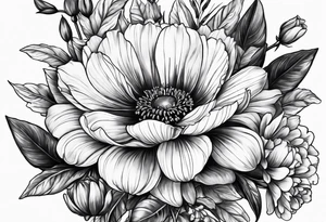 September birth flower with roman numerals IX-VI-LVII tattoo idea