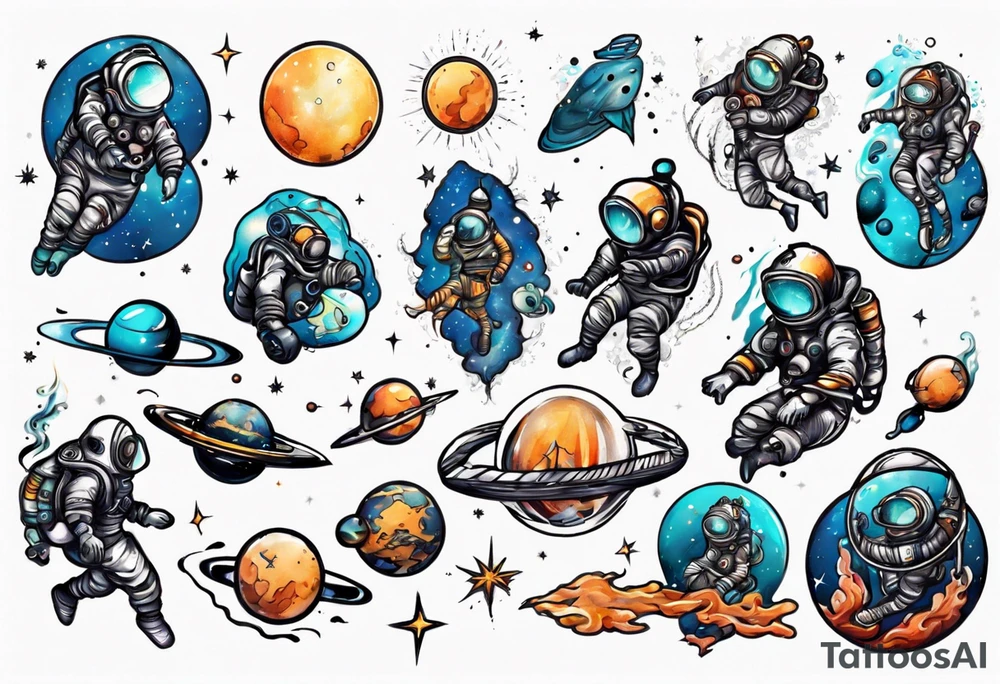 diver in space tattoo idea