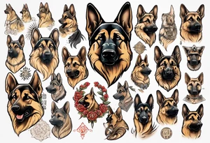 German shepherd portrait tattoo idea