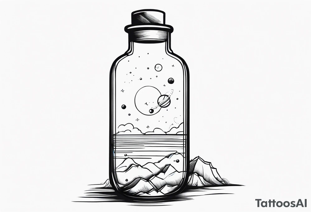 universe in a bottle tattoo idea