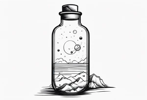 universe in a bottle tattoo idea