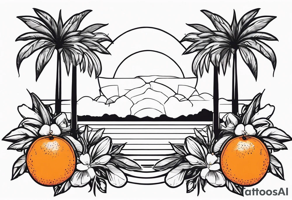 Orange blossom palm trees oranges tattoo idea
