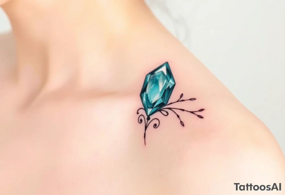 Witchy Aquamarine stone tattoo idea