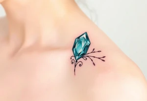Witchy Aquamarine stone tattoo idea