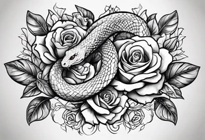 snake and roses tattoo idea