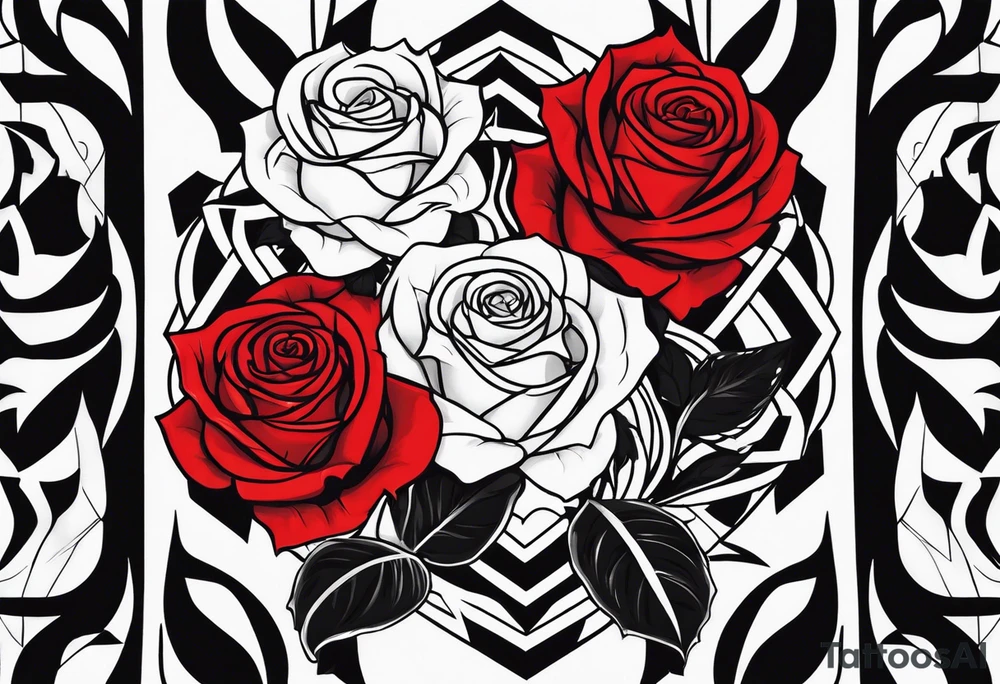 Flames,rose, the symbol of Lucifer tattoo idea