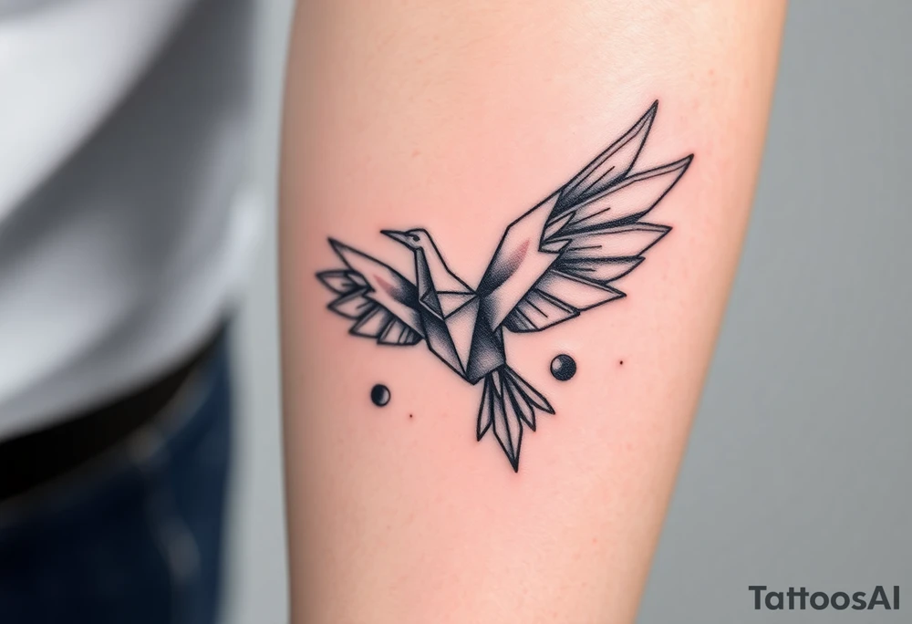 An Origami Crane with Mechanical Wings tattoo idea