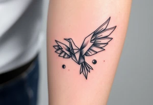 An Origami Crane with Mechanical Wings tattoo idea