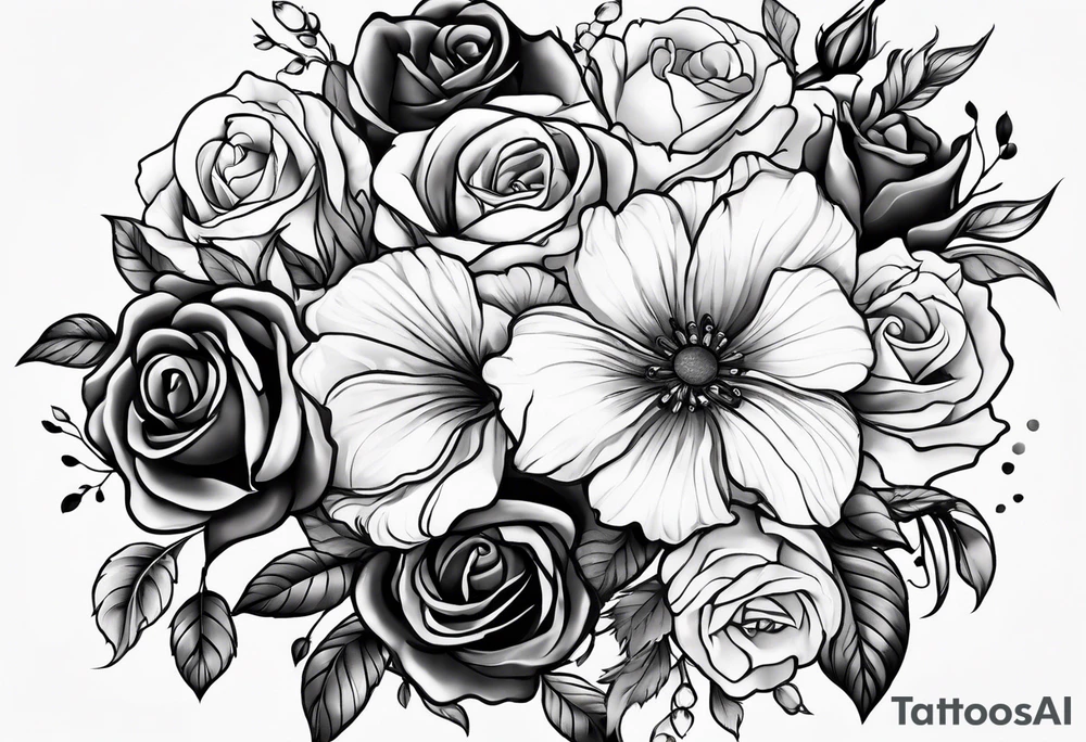 i want a full arm tattoo with simple flowers and roses tattoo idea