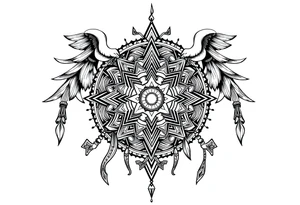 long ornament shaman and witch style mytical with ancient rhyme tattoo idea